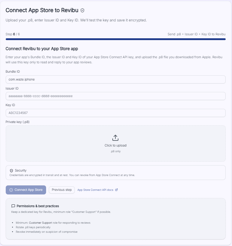 Connect App Store in Revibu