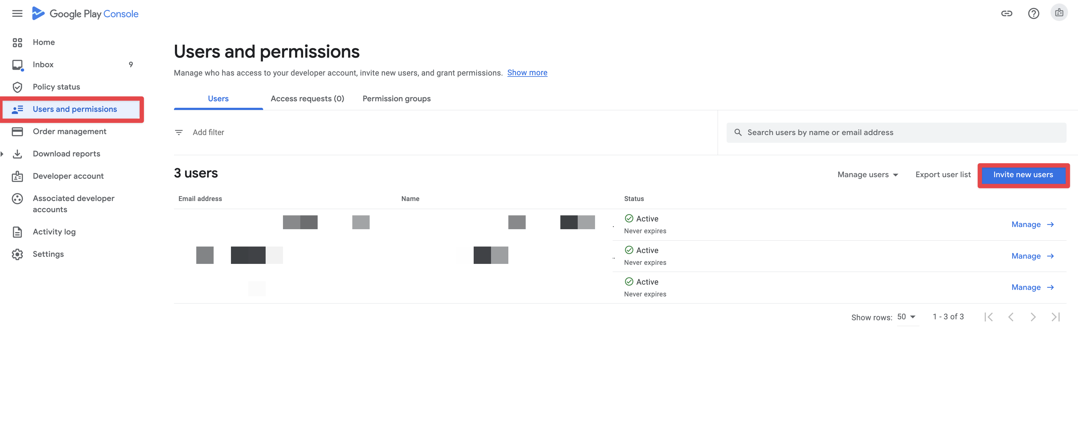 Invite service account